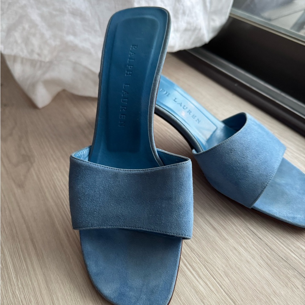 Suede Blue Mules Ralph Lauren Size 7